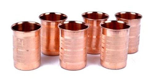 Pure Copper 6 Pcs Water Glass Health Ayurveda,Natural Health Pitcher