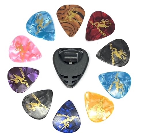 Kit 10 Palhetas 0,71mm + Suporte de Palhetas Adesivo Violão/Guitarra/Baixo