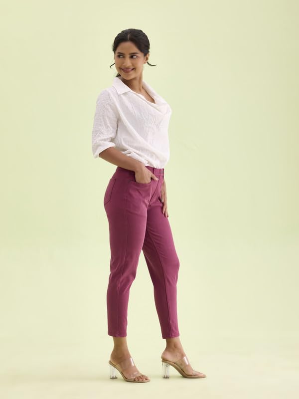 Image of GO COLORS Soft Cotton Blend Printed Jeggings Ankle Length for Women| Breathable, Mid Rise