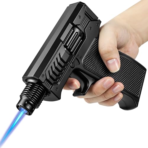 SAMNIU Butane Torch Lighter Adjustable Windproof Jet Flame with Safety Lock Multi-purpose Lighters for Grilling Baking Candle Jewelry BBQ & Outdoor (Refillable No Gas Included)