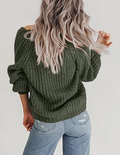 Image of Zeagoo Women's 2026 Fall Chunky Knit Cardigans Open Front Long Sleeve V Neck Button Loose Cardigan Sweaters