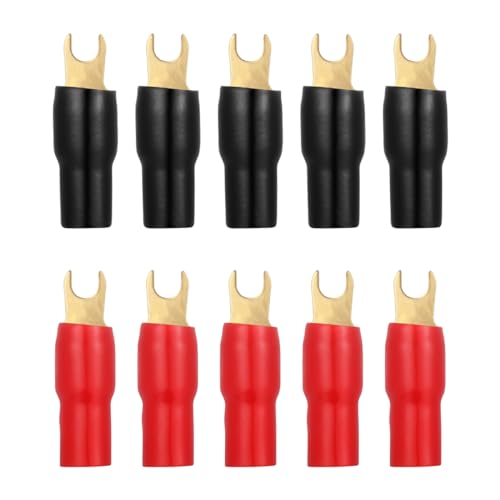 Plugs 5 Pairs Spade Terminal Adapters Connectors Plugs Crimp Barrier Speaker Wire Cable Terminal Plug (4GA) Speakers for