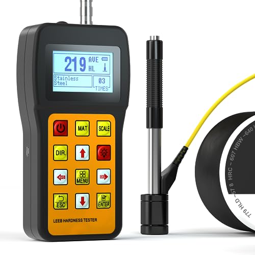 Non-Destructive Metal Hardness Tester, Digital Metal Hardness Test Kit, Leeb Metal Tester w/Type D Impact Device for Steel Aluminum Alloy Iron, 170-960HLD, 7 Hardness Units & Multi Scales