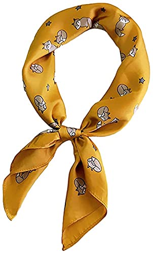 Kathlen Foulard Fox Animal Bib Motif Foulard Noeud Foulard Foulard Soyeux Sac Poignée Bandage Foulard Carré Femme Foulard Petite Foulard Hôtesse De L'air Foulard pour Tour De Noce Jaune Cover