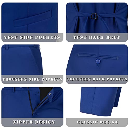 Lopen Stu Mens Suits 3 Piece Slim Fit Wedding Royal Blue Suits For Men Prom Suit Tuxedo Vest And Pants Set Xs #TOP2