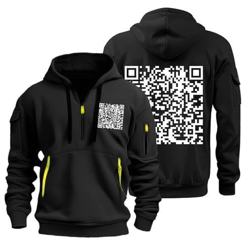 Funny Hoodies for Men Hoodie Unisex - Qr Scan Code Sweatshirt Quarter Zip Pullover Sweatshirt Casual Outfits2