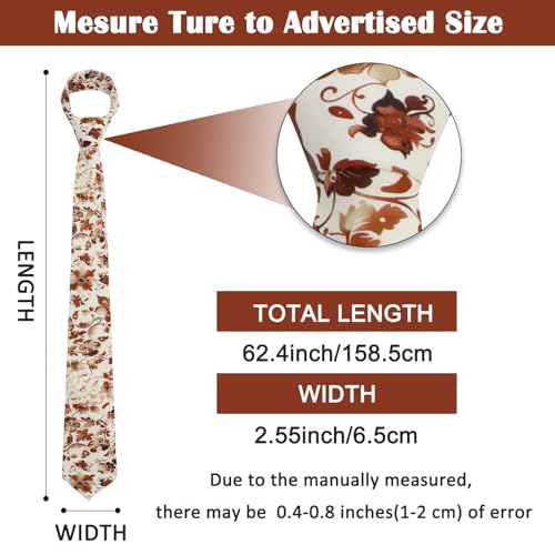 Image of Mantieqingway Men Skinny Tie Cotton Floral Necktie for Wedding Groomsmen Tie