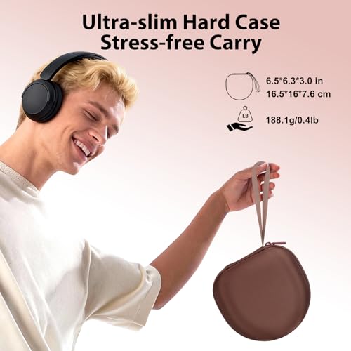 Image of Headphone Headset Case for Beats Studio Pro Solo 4 /JLab JBuds Lux ANC /JBL /TOZO /BERIBES /Picun /KVIDIO Noise Cancelling Over-Ear Foldable Headphone, Brown