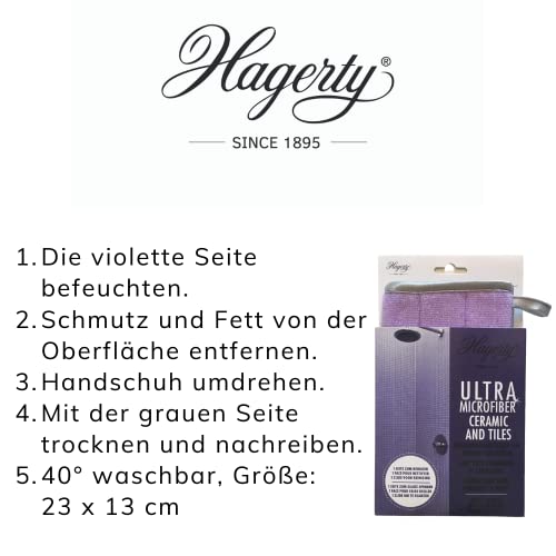 Hagerty Microfiber Glove Tiles & Ceramics Mikrofaserhandschuh 23 x 13 cm I Reinigungshandschuh für Fliesen und Oberflächen aus Keramik wie Badewanne Duschwanne I Kratzfrei & Fusselfrei I Ohne Chemie