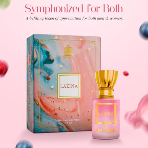 Image of Adilqadri Lazina Attar Roll-On for Men & Women | Non-Alcoholic Long-Lasting Fragrance | Mango, Floral, Woody, Amber, Musk & Vanilla Notes | Premium Attar Perfume | 5.5ML Pack