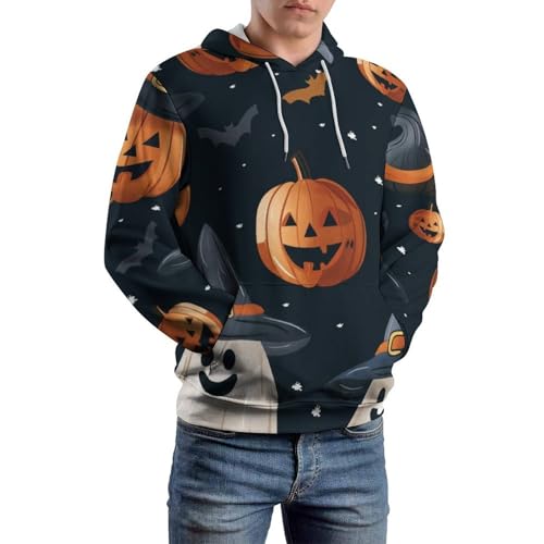 Sweat à capuche sorcière citrouille hoodie manches longues sweatshirt pullover S