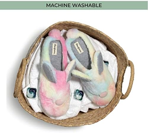 Dearfoams Easter Basket Stuffers Gifts for Kids Family Matching Fuzzy Bunny Slippers, Adult Bunny, X-Small | Image 4