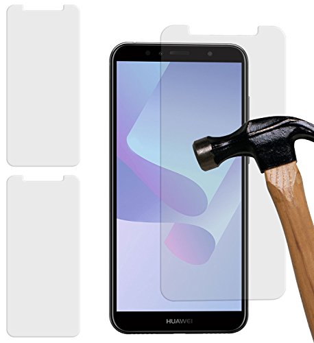 yayago Juego de 2 protectores de pantalla de vidrio templado de 0 26 mm para Huawei Y6 2018, vidrio templado 9H (más pequeño que la pantalla ya que está curvada) Cover