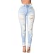 Gemgeny Women Skinny Denim Sexy Hole Jeans Distressed Jeans Tron Boyfriend Stylish Pencil Jeans (Light Blue, L)