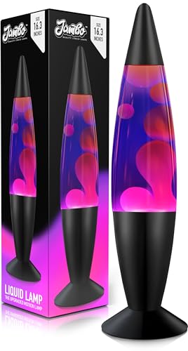 JAMBO 16" Beautiful Lamp- Blue with Purple Wax, Relaxing Liquid Lamp for Living Room Office Bedroom Adults Teens Kids, Magma Light, Night Light Nightlight, Home Decor