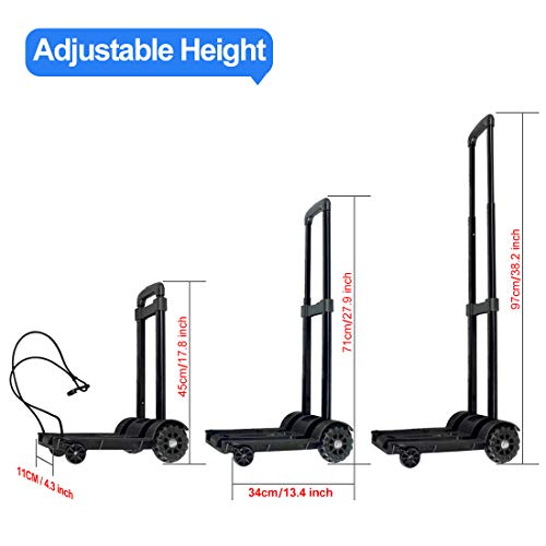 Folding Luggage Truck,2 Wheels Luggage Cart 110lbs Heavy Duty Utility Cart, Lightweight Collapsible Portable Fold Up Dolly for Luggage, Personal, Travel, Moving and Office Use