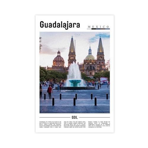 Affiche Guadalajara Mexico pour salon moderne et déco murale de randonneurs