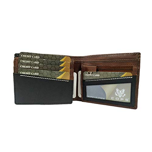 Image of COPS Stylish Men's Wallet, Original Top Grain Leather Wallet, Italian Design, Brown