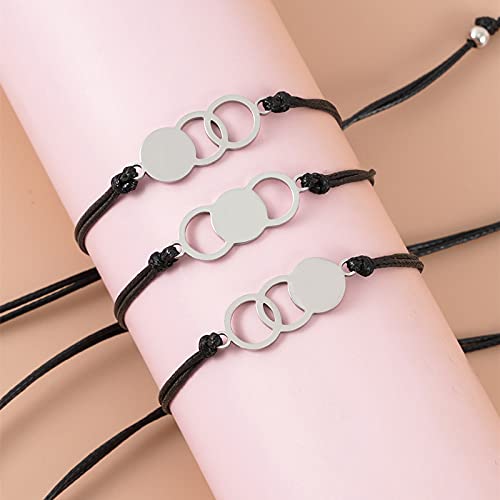 YALLNASL Grandma Mother Daughter Gift Bracelets for 3 Generations Gifts Bracelet Set Matching Bracelets for Grandma Mom Granddaughter Mother's Day Birthday Gifts 3 Circle Bracelet3