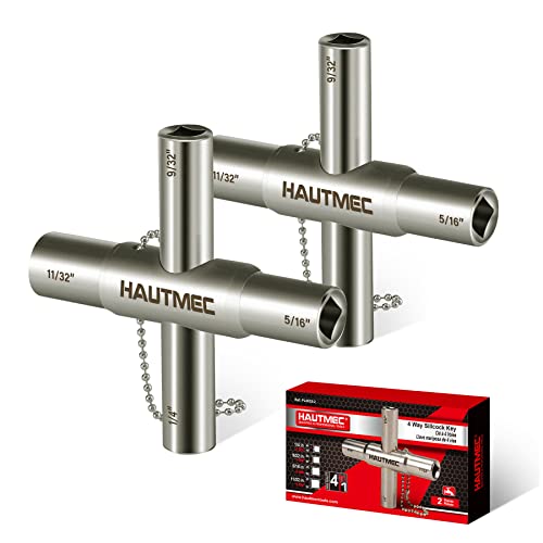 HAUTMEC 4 Way Sillcock Water Key Set - 2 Pack 1/4 9/32 5/16 11/32 Multi-Function Spigot Key