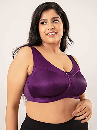 Image of NYKD NYB044 Wirefree Cotton Lined Minimize Me Non-Padded Full Coverage Bra for Women