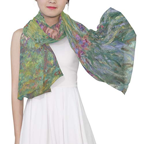Fashion Scarf for Women Monet's Iris Garden At Giverny Evening Shawl Wrap Scarf for Wedding Party Dress3