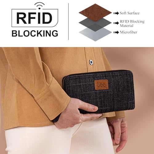 X Lee Black Wallet Women Female Ladies Girls Card Cases and Money Oganizer Large Long Cell Phone Wallet with Qualited Zipper Lightweight Minimalist and Versaltile2