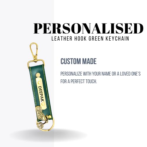 Image of Personalized Leather Keychain with Hook, Customised Leather Keychain for Men & Women | Added with Name & Charm