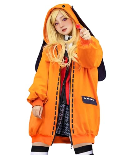Loiahoer Anime Runa Yomoduki Costume con cappuccio, felpa con cappuccio, giacca con cappuccio, giacca con cappuccio e chiusura lampo, graziose orecchie da coniglio, per donne e ragazze, Colore: