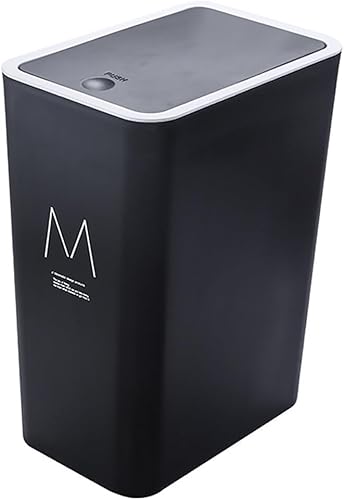 Bote de basura de plástico de 15 litros con tapa, cubo de basura de plástico con cubierta de resorte de presión, cesta de basura moderna, contenedor