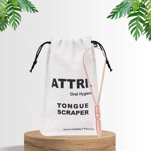 Image of 100% Pure Copper Single Handle Tongue Scraper Eco-Friendly Pouch for Adults and Kids - Durable Tongue cleaner Copper - Tough Scraper Oral Care & Hygiene-Unique design