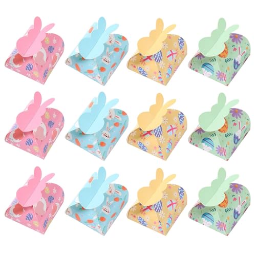 Boîtes De Bonbons De Pâques,12 Pièces De Conteneurs Au Design De Fermeture Lapin - Boîtiers de Bonbons Fête avec Fermeture Lapin - Idéales Pour L'Artisanat Les Biscuits Le Chocolat Les Fêtes Et Les Fe