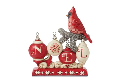 Enesco Jim Shore Heartwood Creek Nordic Noel Christmas Cardinal Figurine- Stone Resin Hand Painted Crafted Collectible Figurines Christmas Home Decor Statue, 6.69 Inch