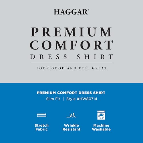 Haggar Men's Premium Comfort Slim Fit Wrinkle Resistant Dress Shirt Light Grey - image 4