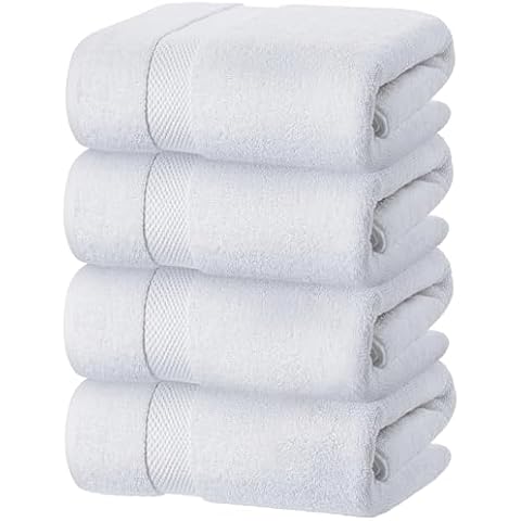 Luxury White Bath Towels Set of 4 Cover