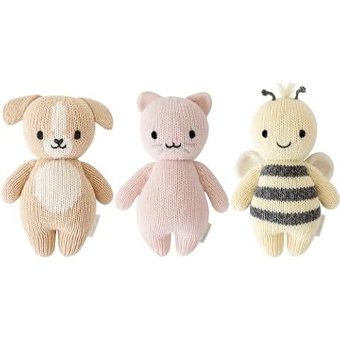 cuddle + kind Baby Animal Bundle - Baby Puppy, Baby Kitten(Blush), Baby Bee - Set of 3 Lovingly Handcrafted, Fair Trade, Heirloom Quality Cover