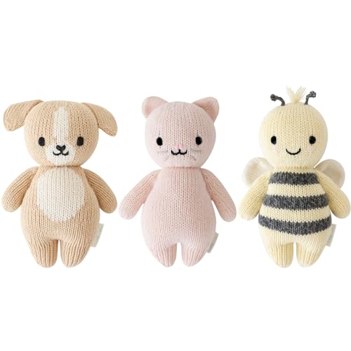 Image of Cuddle + Kind Baby Animal Bundle - Puppy, Kitten(Blush), Bee - Set of 3 Lovingly Handcrafted, Fair Trade, Heirloom Quality
