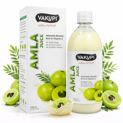 Image of Vakupi Amla Juice 1L | Cold-Pressed Ayurvedic Amla Juice | Natural Vitamin C Source | Supports Hair & Skin Wellness, Daily Detox & Vitality | No Added Sugar | Herbal Immunity & Wellness Drink.