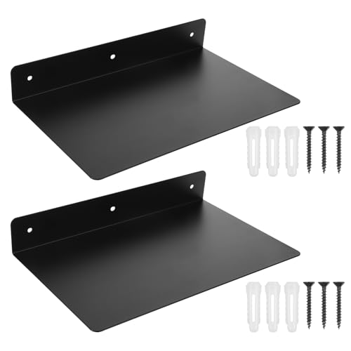 2 Pack Heavy Duty Metal Floating Shelves (12” x 8”)