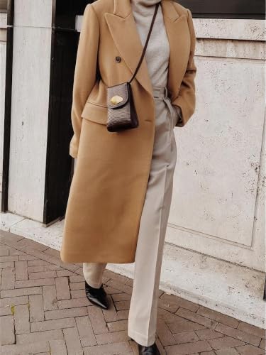 Image of IDEALSANXUN Womens Long Wool Coats Fall Winter Double Breasted Trench Coat Peacoat