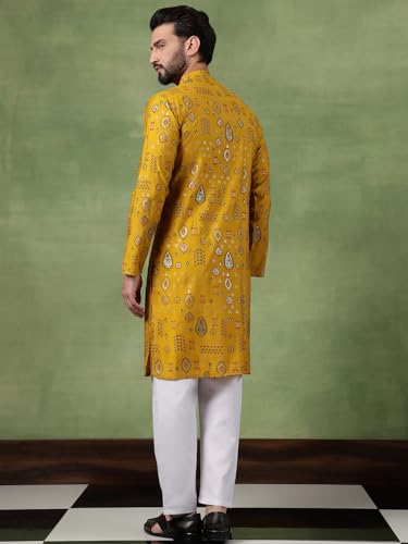 Image of SOJANYA (Since 1958 Men's Cotton Traditional Foil Print Motifs Kurta With Pyjama
