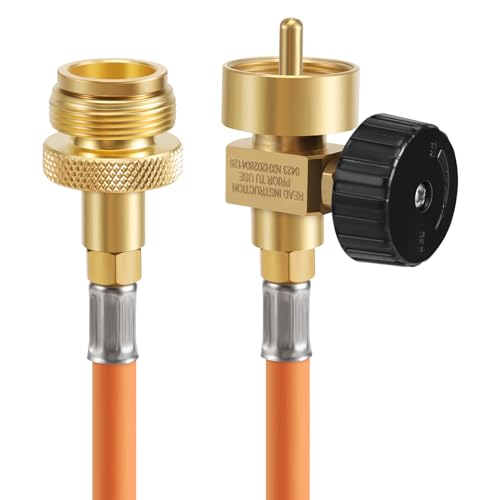 Jkjhbhged Welding Torch Hose CGA600 1.5M (5Ft) Hose and Belt Hook for MAPP Torch Extension Kit, Orange & Silver