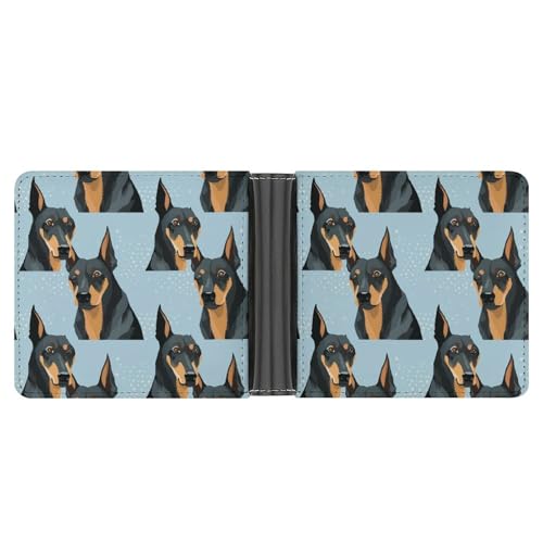 Doberman Dog Funny Billfold Wallet Credit Card Holder Slim Passcase Pouch Purse for Men Women
