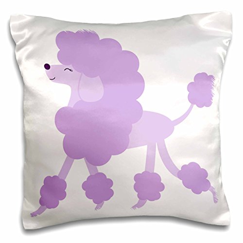 3Drose Cute Purple Poodle Throw Pillow Covers, 16" X 16", White #TOP12