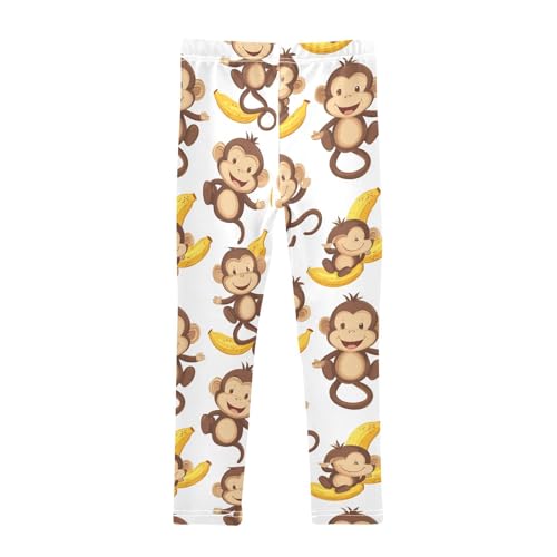 Boccsty Yellow Bananas Cute Brown Monkeys Girls Leggings Kids Yoga Pants Dance Active Tights 4T2