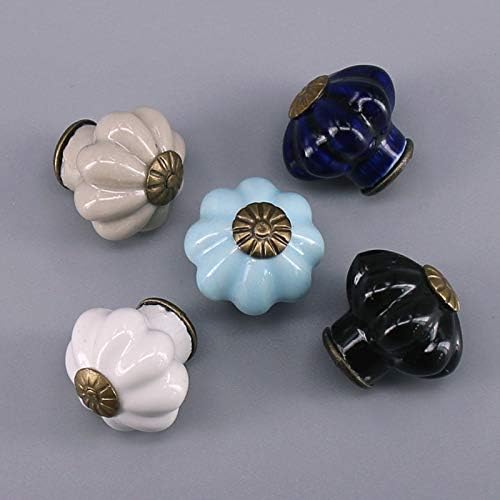 1x ceramic pumpkin knobs lovely children room Dresser handles porcelain jewellery box drawer cabinet small knobs 25x24mm - (Color: Blue)