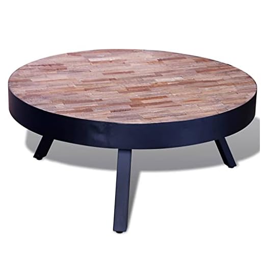 vidaXL Soffbord runt återvunnen teak