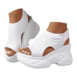 Platform Sneaker Sandals for Women 2026 Breathable Mesh Platform Wedge Sandals Knit Elastic Upper Open Toe Sneakers Comfy High Heel Non-slip Casual Summer Beach Vacation Walking Shoes