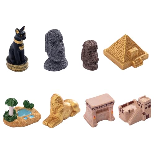 Fahoujs 8-teiliges Ägyptische Figuren Set Ägypter Pyramiden...