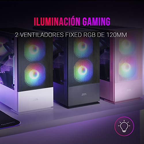 Caja PC Micro-ATX Mars Gaming MCZ blanca con dos ventiladores FRGB y frontal mesh 3